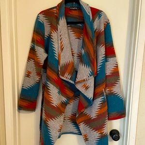 Aztec print belted coat